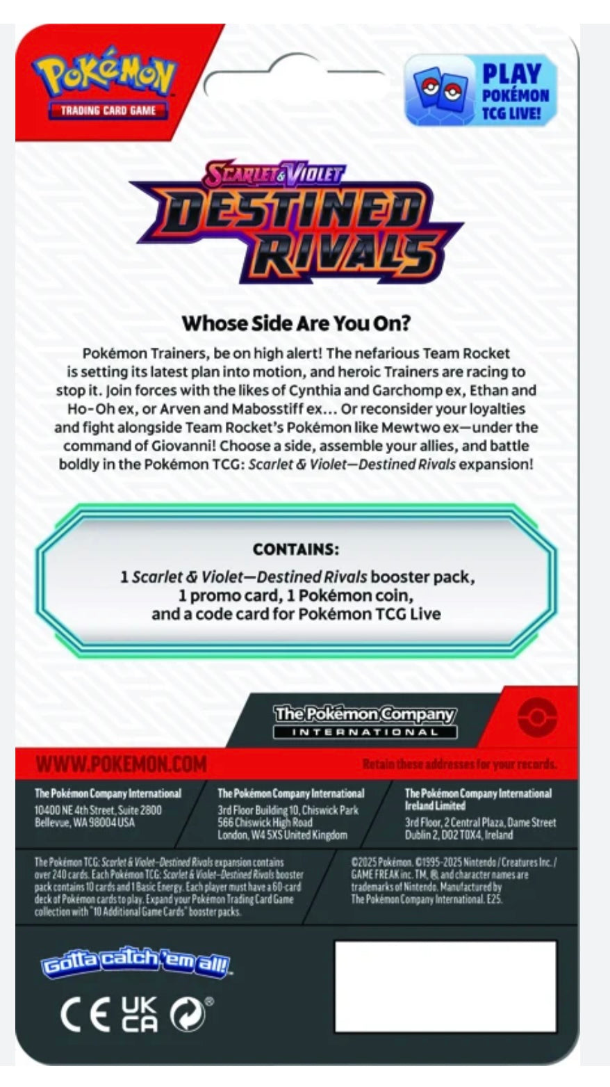 Pokemon TCG Destined Rivals Single Blister Pack Zarude promo